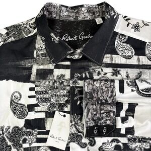 Robert Graham Sherman Long Sleeve Mens 4XL Black White Embroidered NWT $298